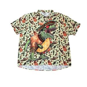 Taco dinosaur island button down shirt